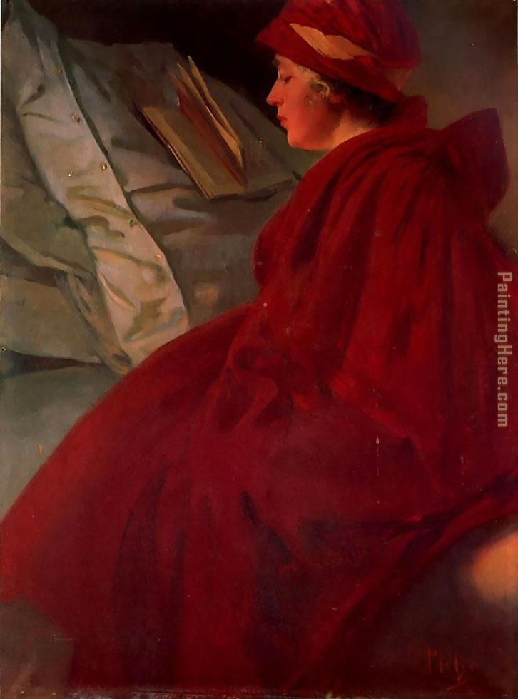 The Red Cape painting - Alphonse Maria Mucha The Red Cape art painting